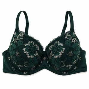 Victorias Secret Body By Victoria Lace Demi Bra 34D Green Shimmer Underwire Sexy